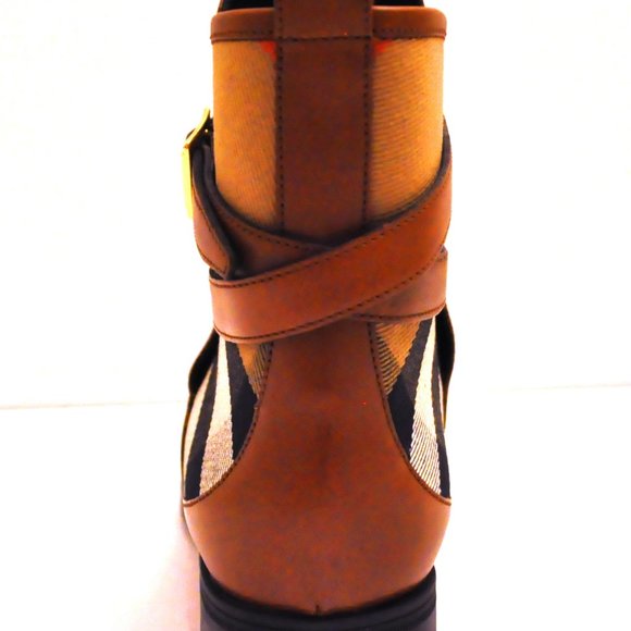 Burberry Richardson Leather Check Canvas Buckled Strap Boots - Picture 6 of 6
